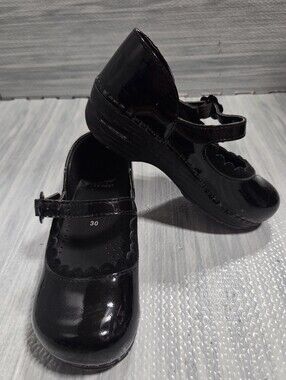 Little Girl's Dansko Jill Mary Janes Black Clogs Size 30